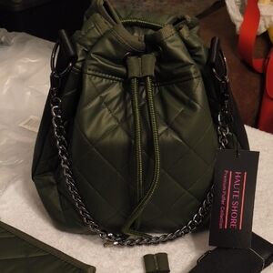 HAUTE SHORE Lindsey Avenue Olive Quilted Crossbody Bag